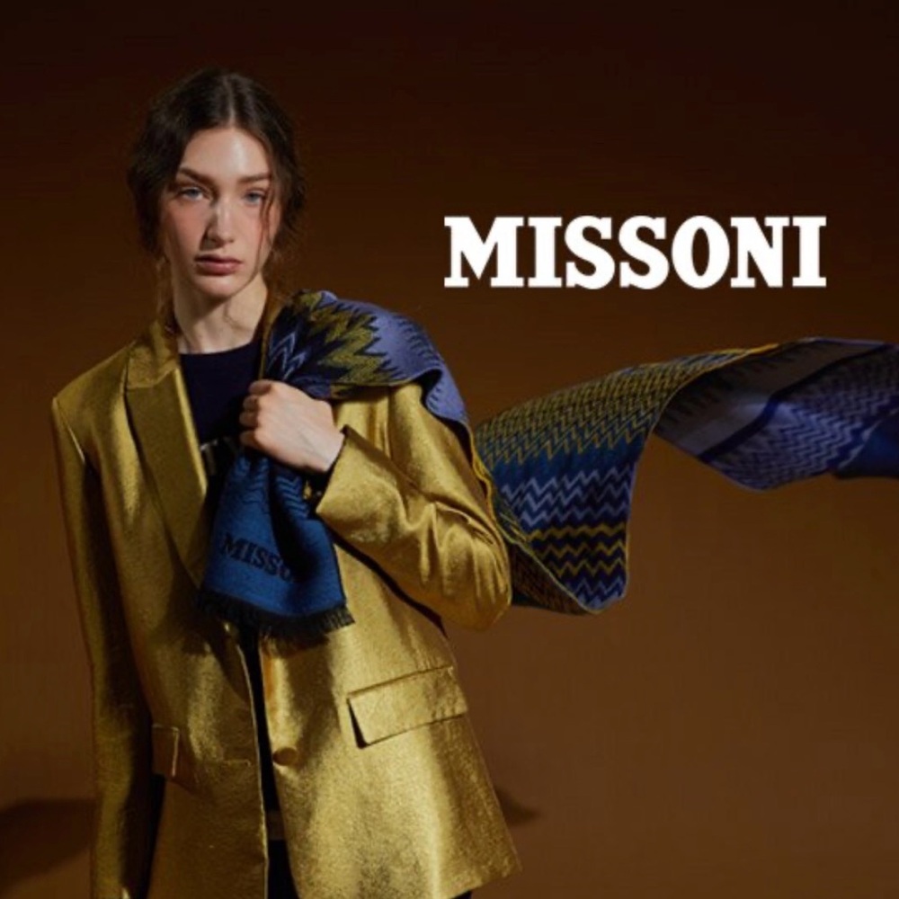 Missoni Colorblock Checked 100% Wool Scarf - Black, Purple, Pink, Yellow - Picture 10 of 12